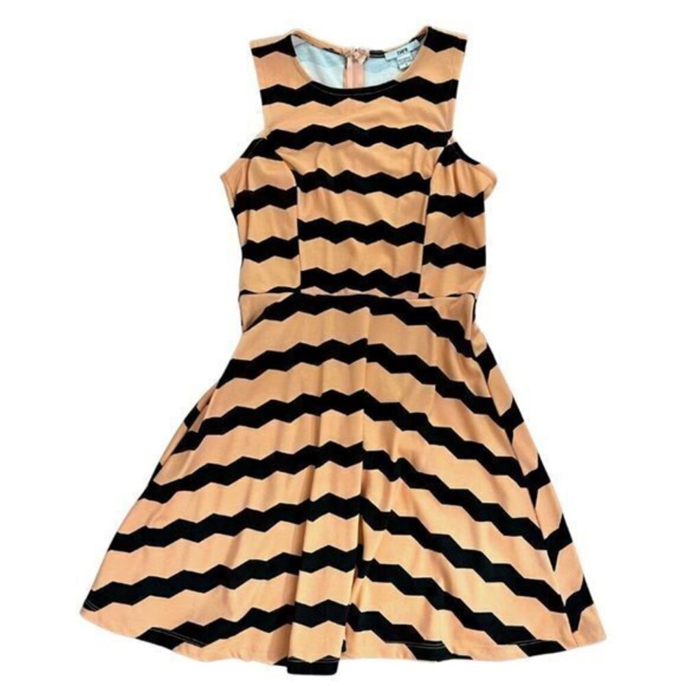 Bar III Peachy/Black Chevron Print Dress - Size Small